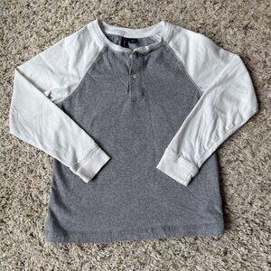 Janie and Jack raglan long-sleeve baseball tee grey, cream size 6